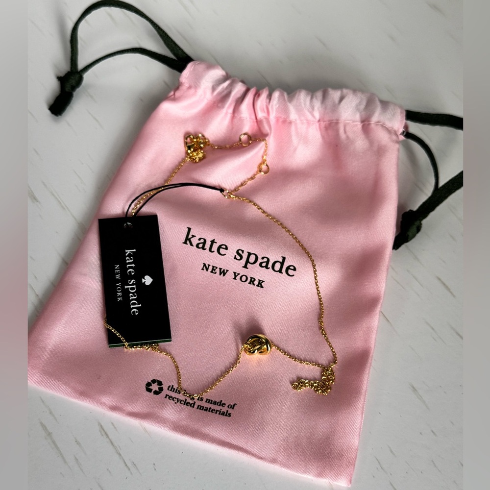 NWT, Kate Spade, Gold, Sailor's Knot, Pendant, Necklace, Bridesmaid, Friend